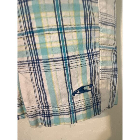 O'Neill Shorts Ocean Blue White Plaid Bermuda 100% Cotton Sz 5 Beachy Coastal - Picture 4 of 10
